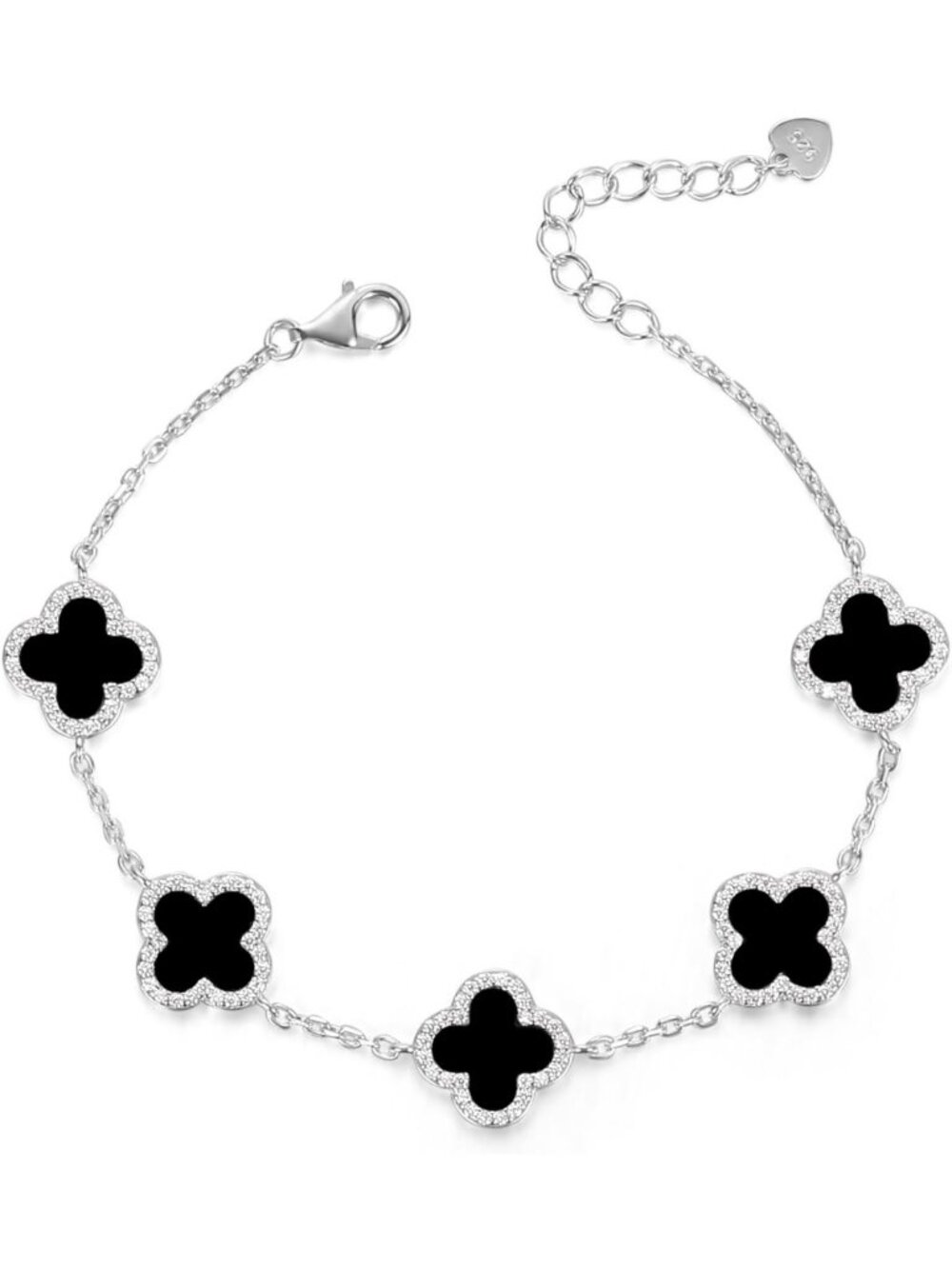 925 Sterling Silver Clover Charm Bracelet for Women - Elegant & Adjustable